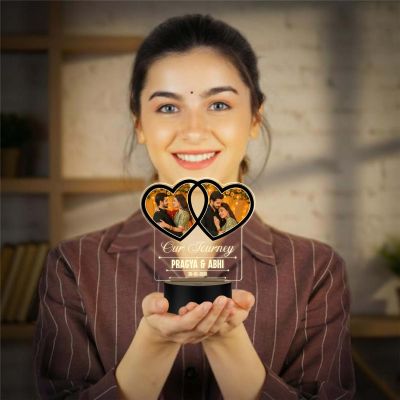 Personalized Couples UV Print Heart Shape LED Photo Lamp Multicolor Acrylic Light